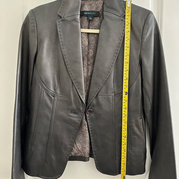 Siena Studio Genuine Leather Jacket Blazer Dark Brown - Size S - Picture 8 of 10